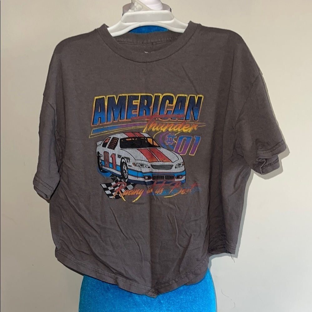 American Thunder Kids Racing Tee - Charcoal